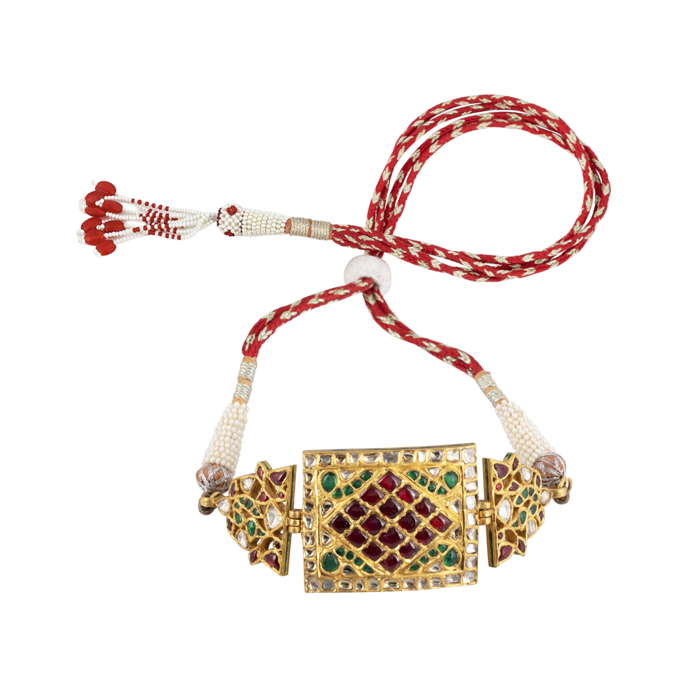 Regal Bajuband with Red-Green Talaf & Uncut Diamond Polki